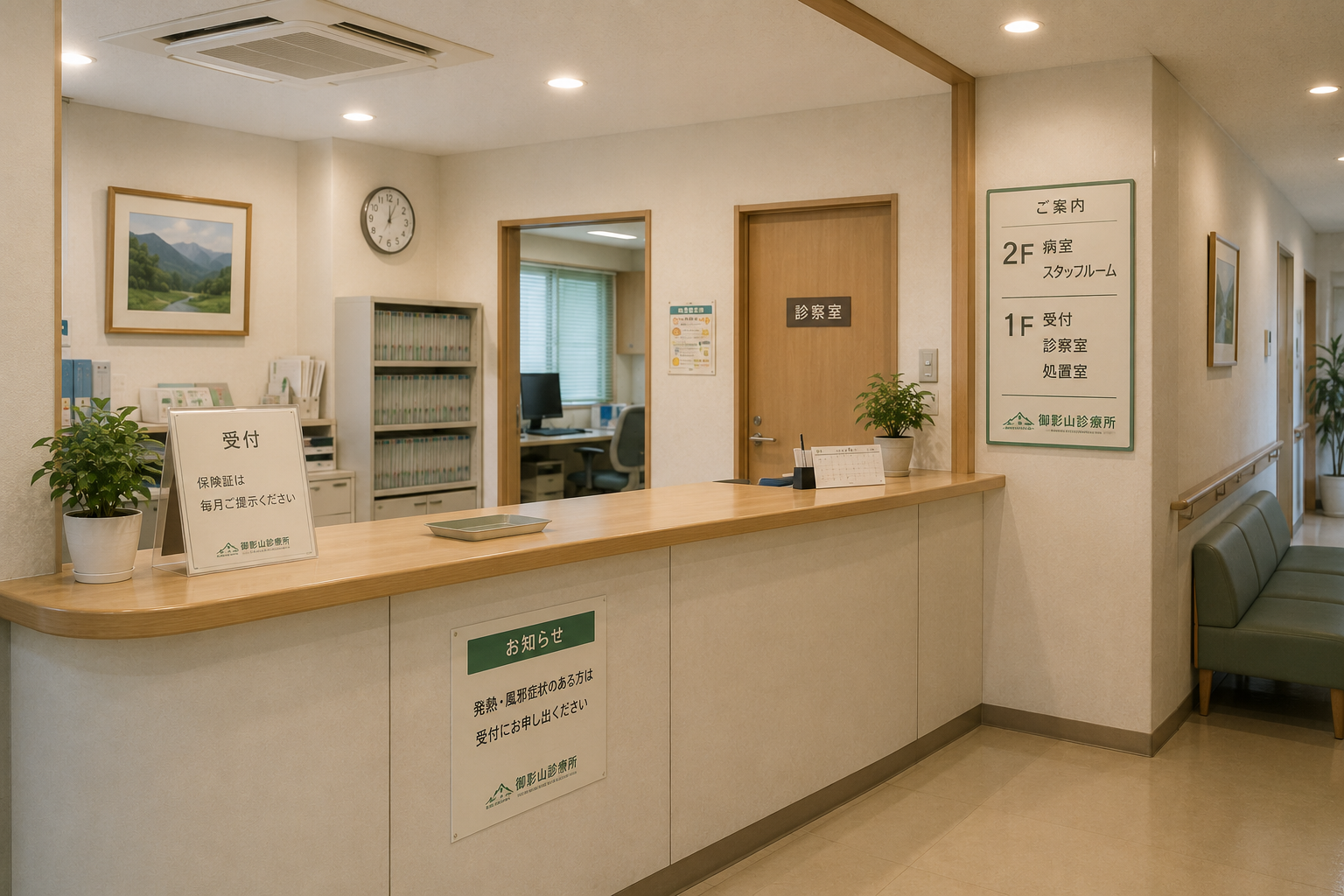 自然光が入る受付